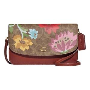 NWT COACH Hayden Crossbody Signature Floral Bouquet Print Leather Brown Beige
